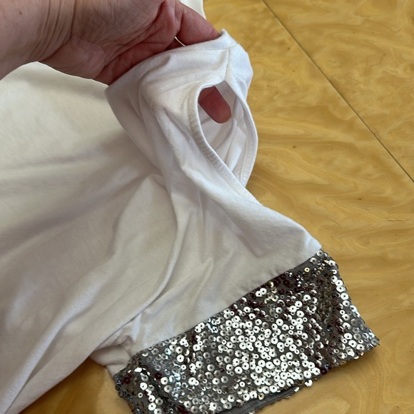 🧡 MICHAEL KHORS WHITE TOP-SEQUIN SHORT SLEEVE- - Picture 15 of 15